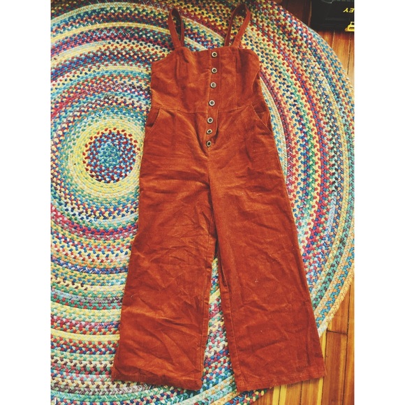 Forever 21 Pants - Orange corduroy overalls